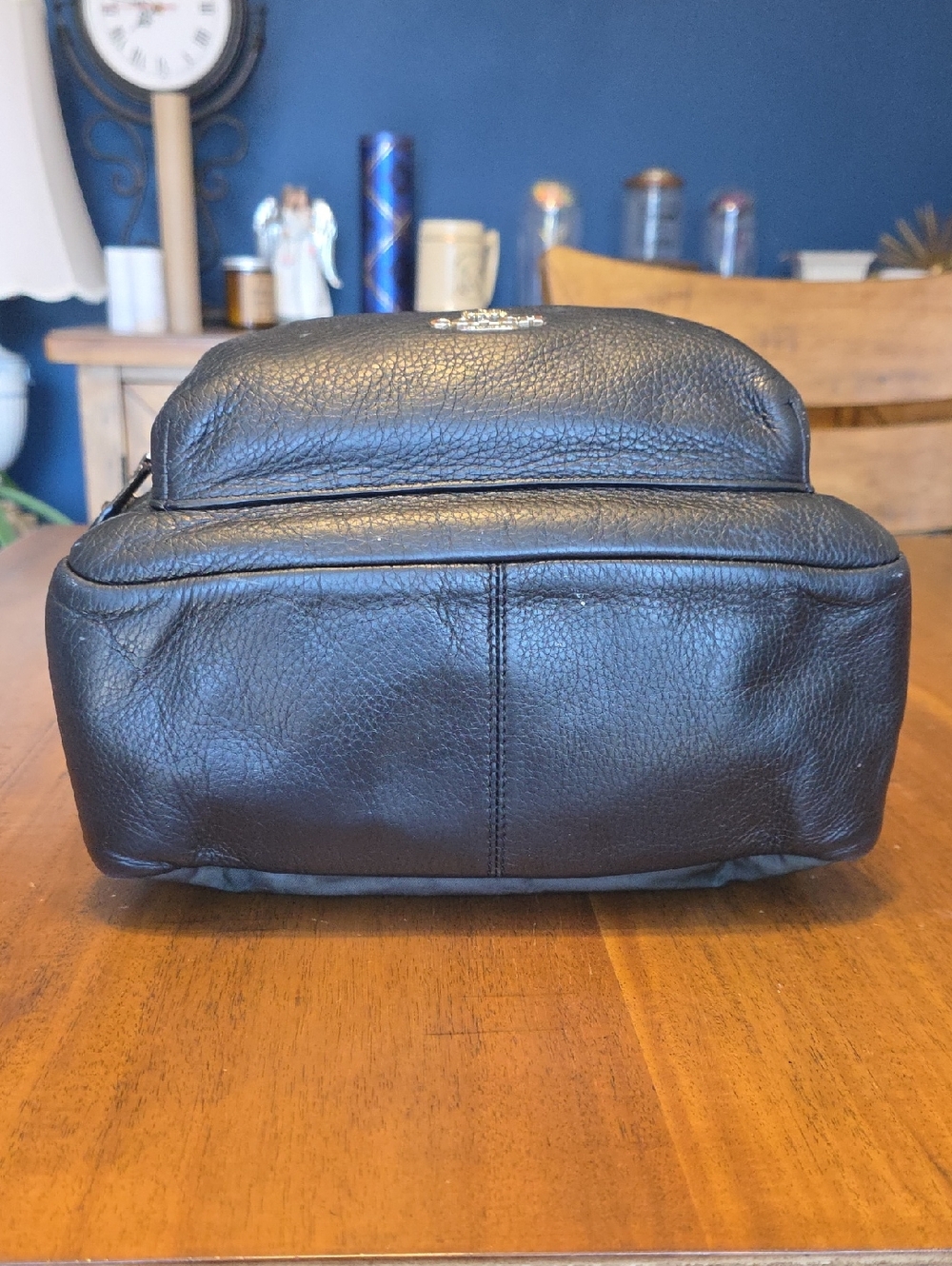 Coach Medium Charlie Backpack in black pebbled leather. - Picture 7 of 16